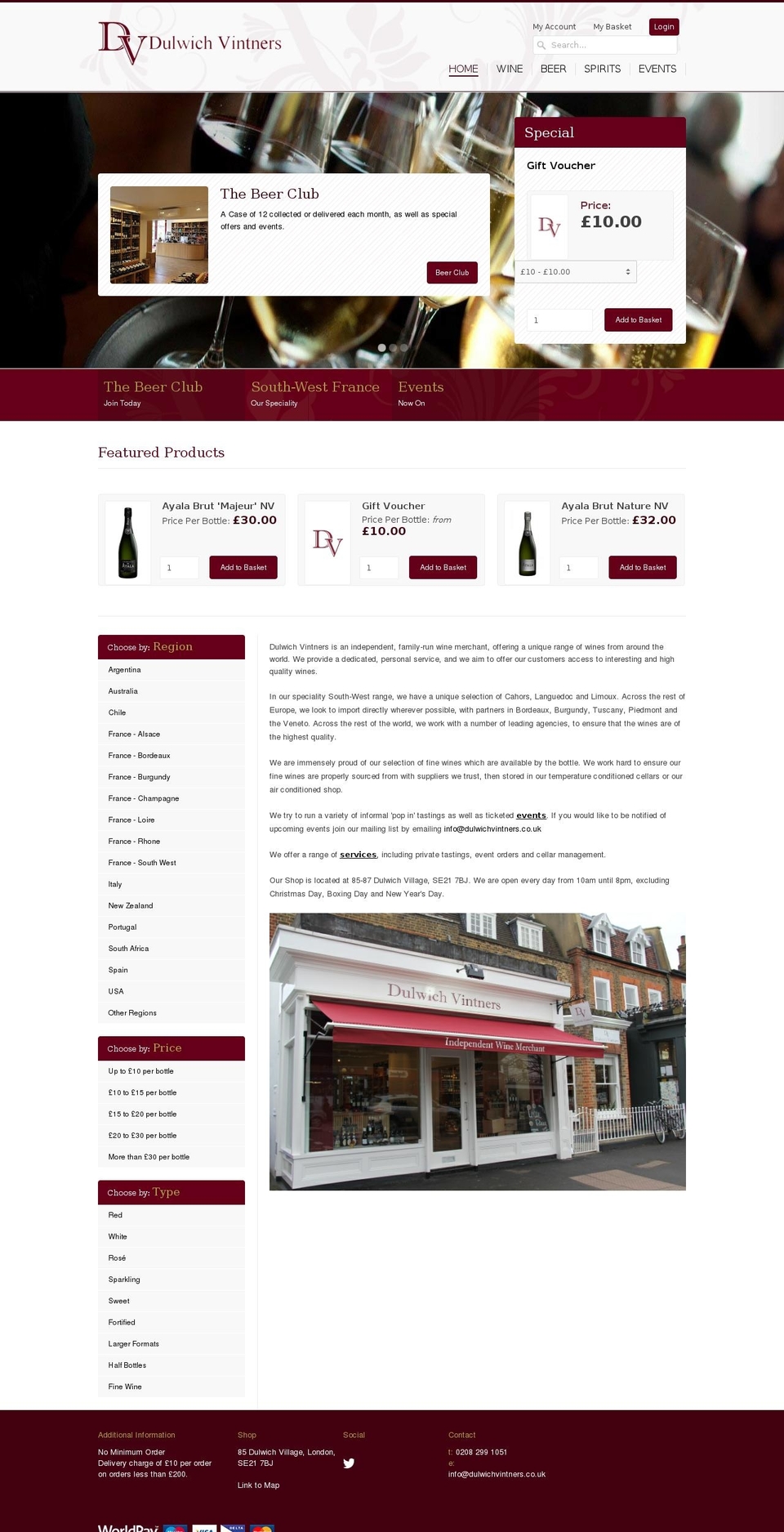 dulwichvintners.com shopify website screenshot