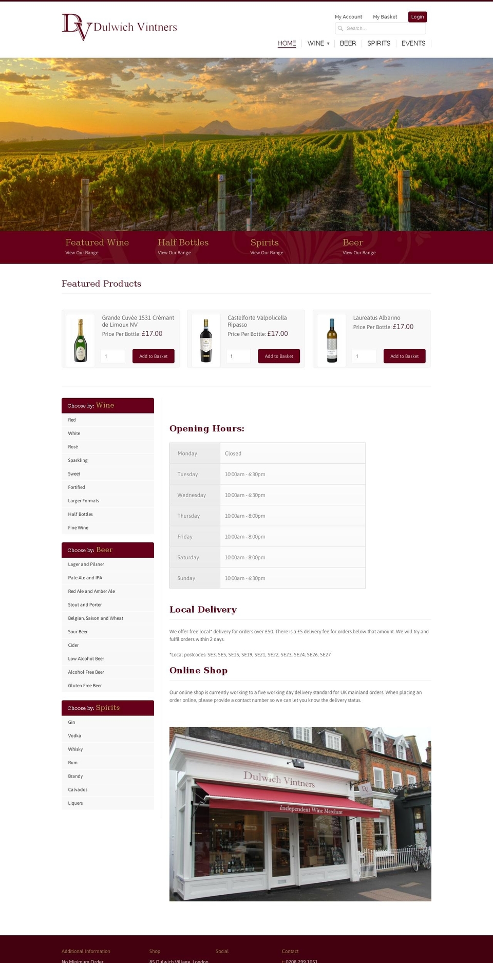 dulwichwines.com — Shopify storefront screenshot