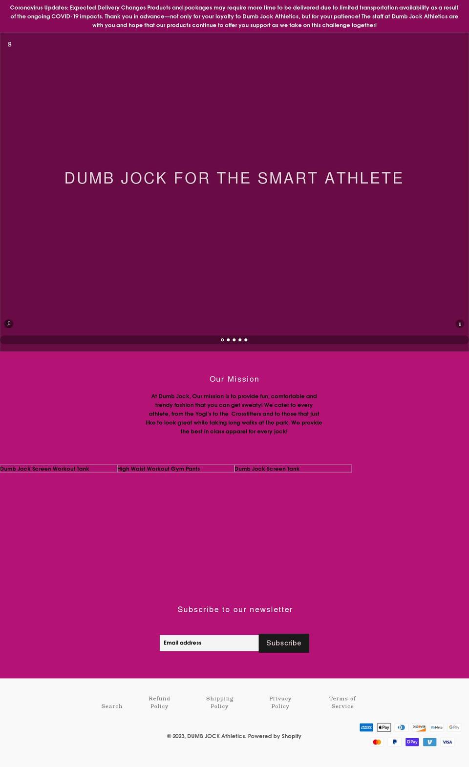 dumbjock-athletics.com shopify website screenshot