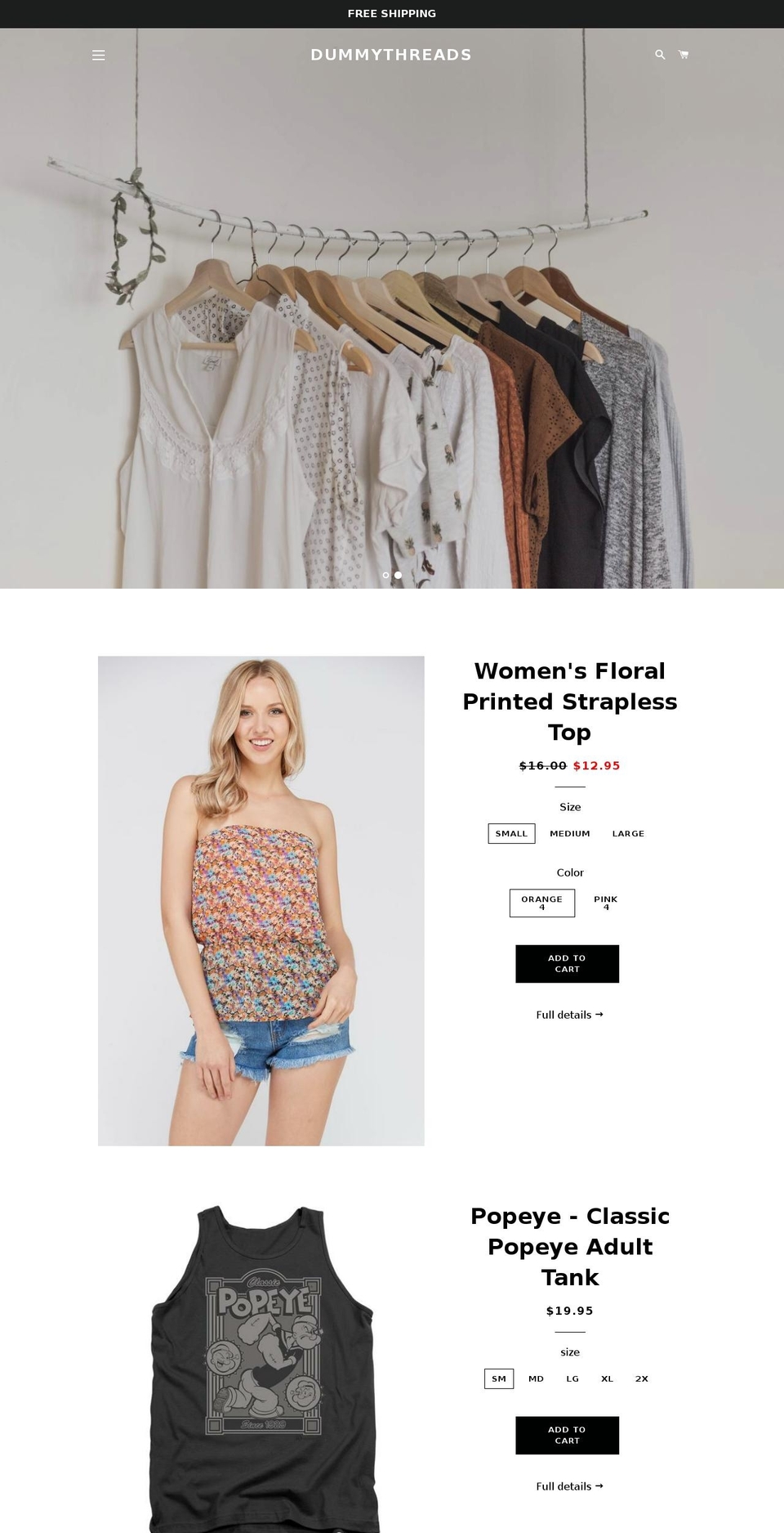 dummythreads.com shopify website screenshot