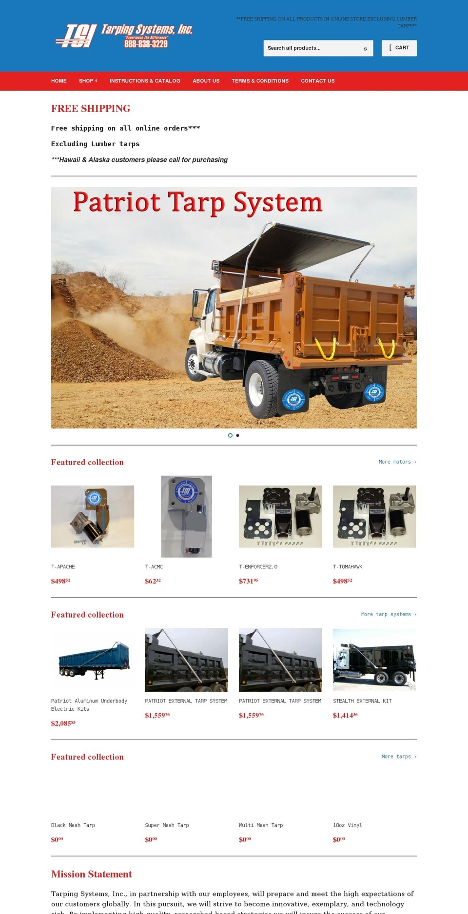 dumptrucksystems.com shopify website screenshot