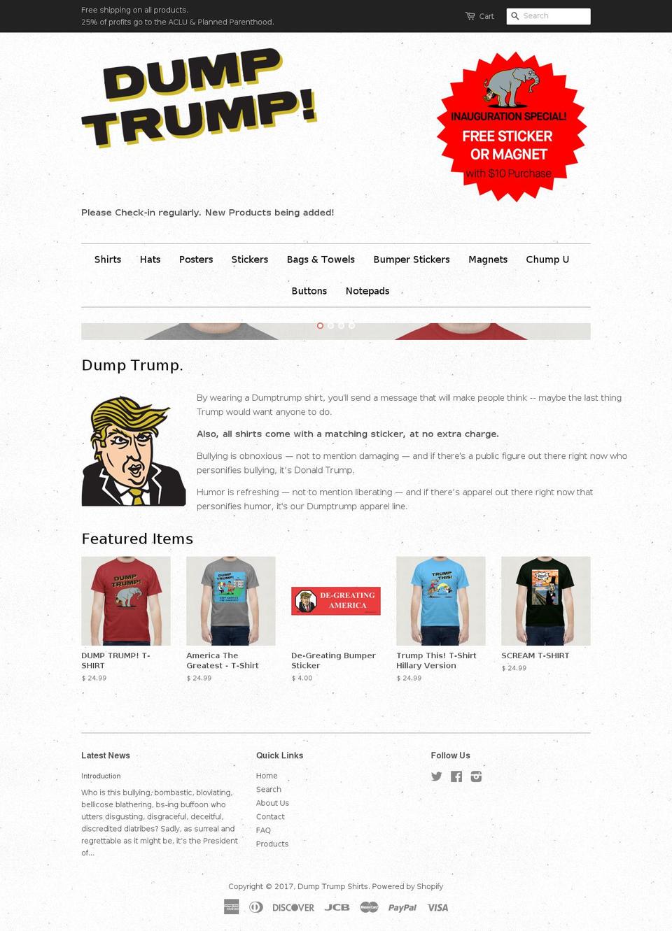 dumptrumpshirts.com shopify website screenshot