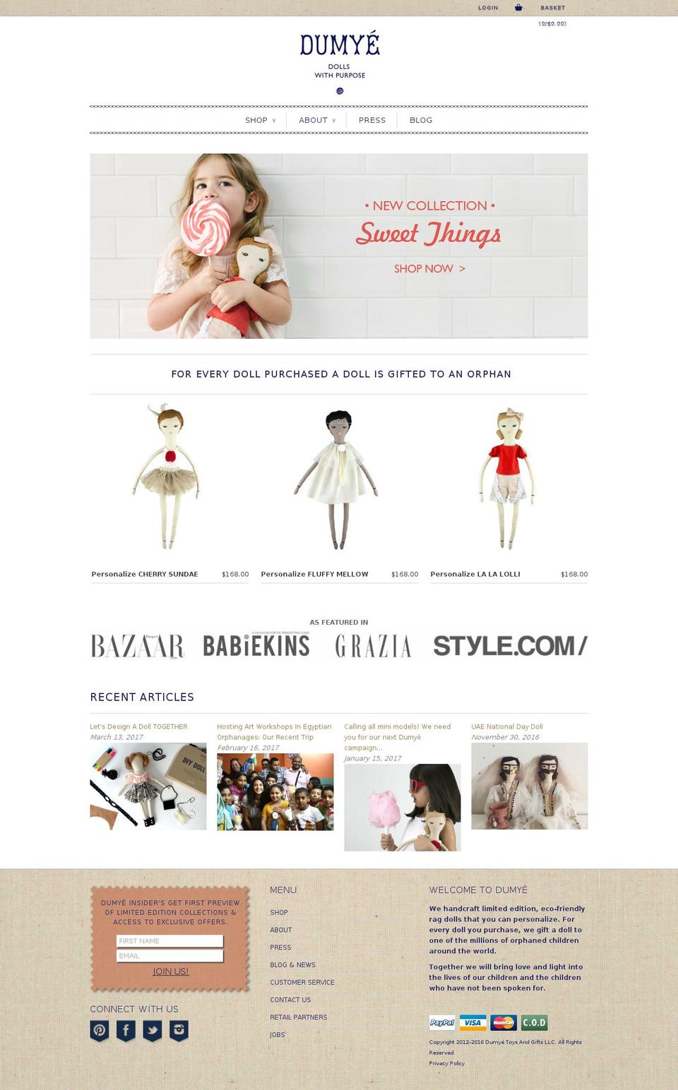dumye.com shopify website screenshot