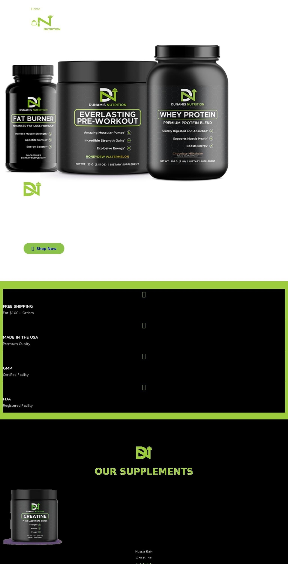 layout Shopify theme site example dunamisnutrition.com