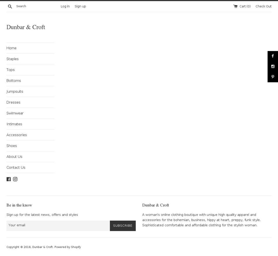 dunbarandcroft.com — Shopify storefront screenshot
