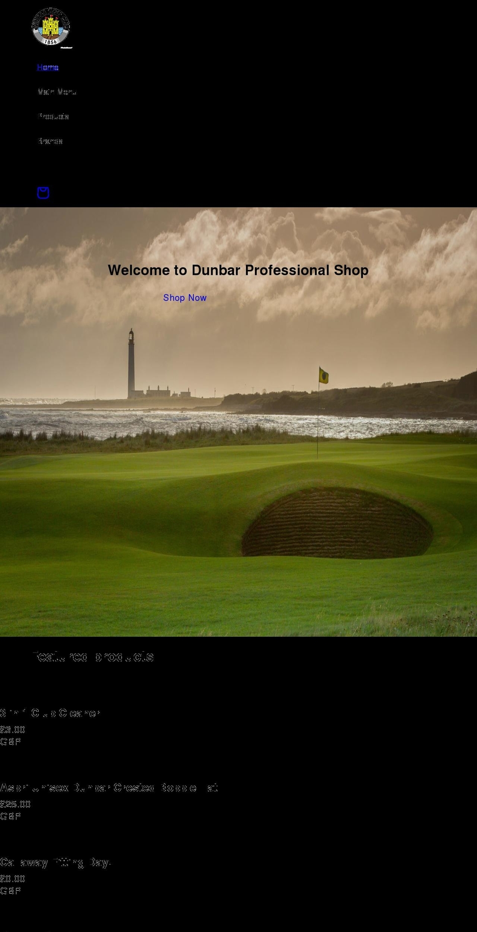 dunbargolfshop.com shopify website screenshot