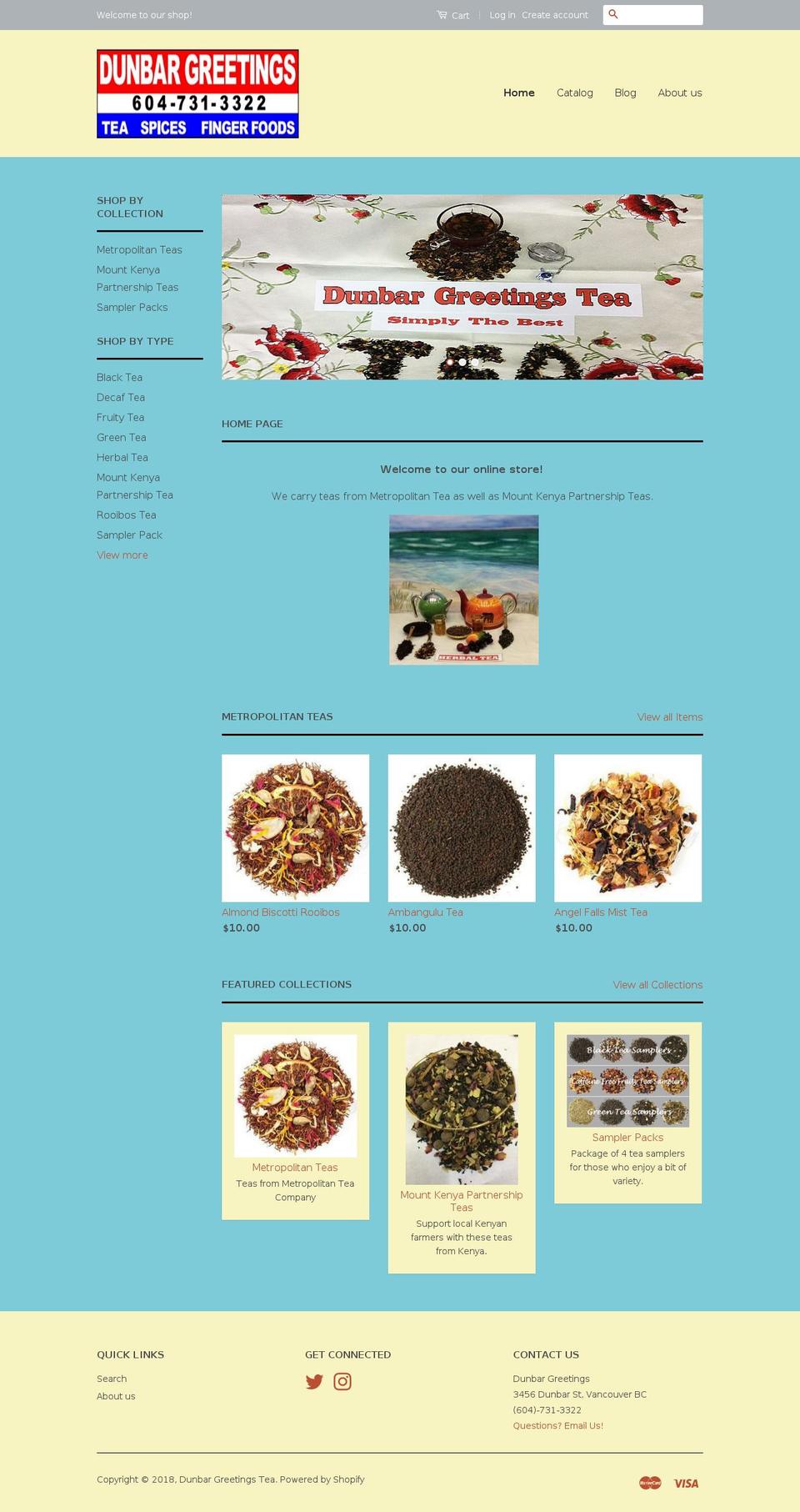 dunbargreetingstea.com shopify website screenshot
