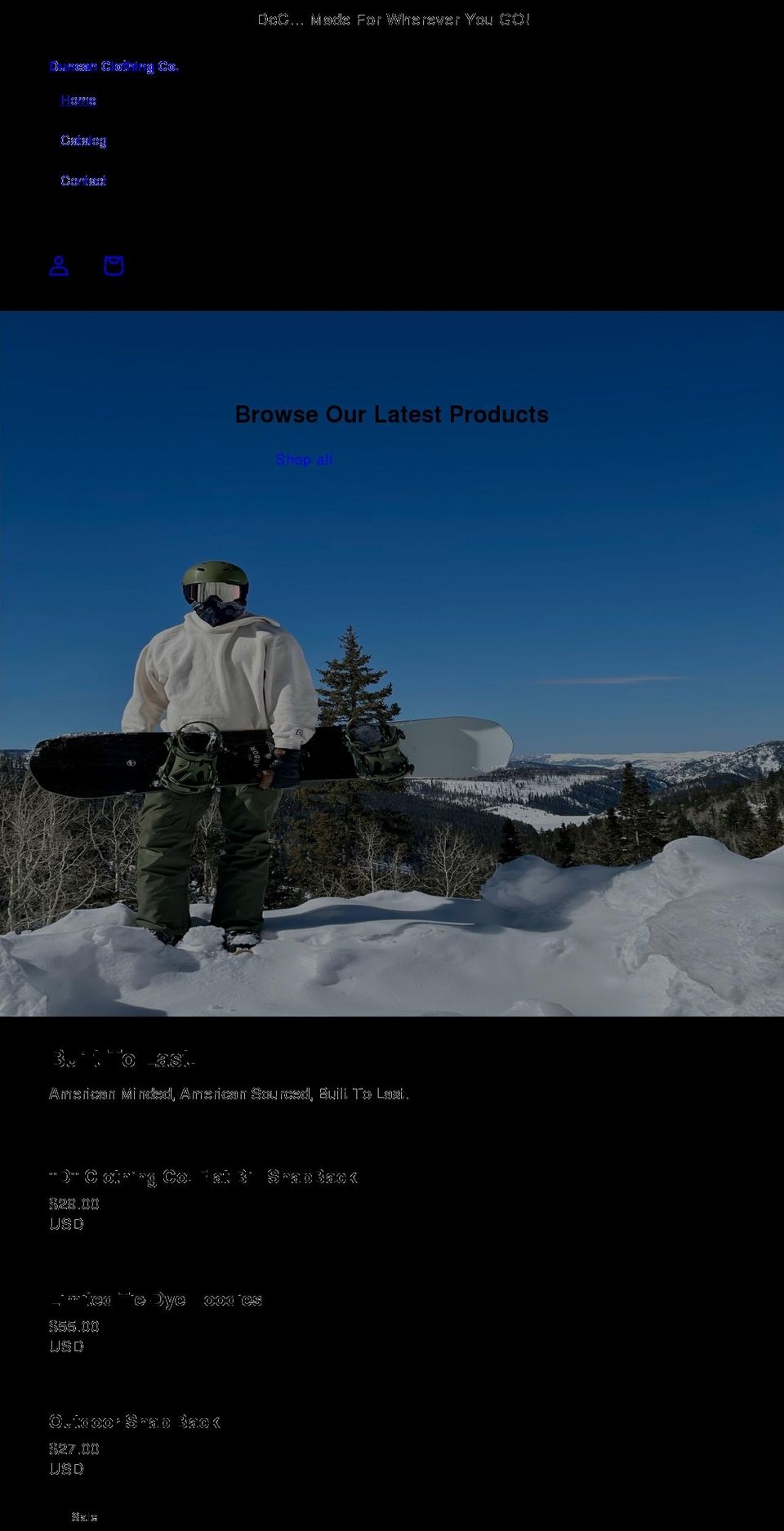duncanclothing.com shopify website screenshot