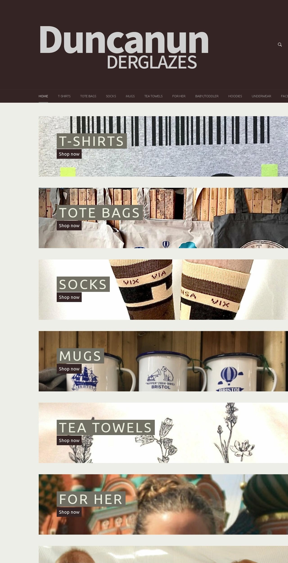 duncanunderglazes.com shopify website screenshot