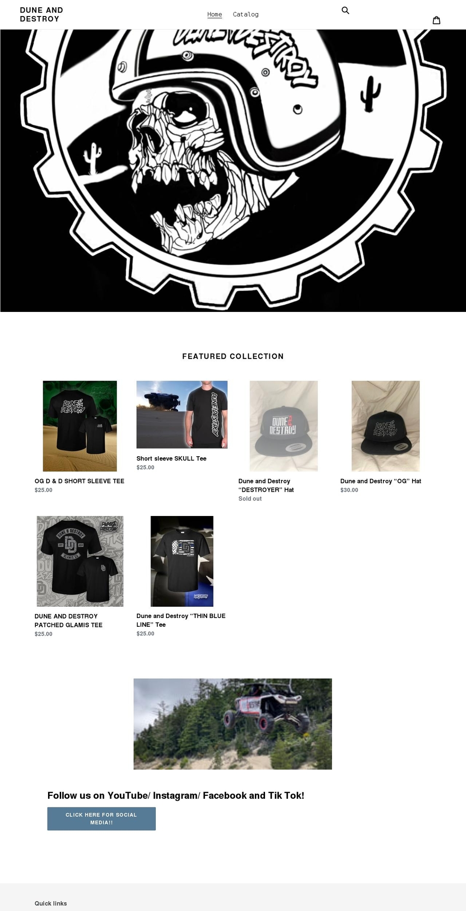 duneanddestroy.com shopify website screenshot