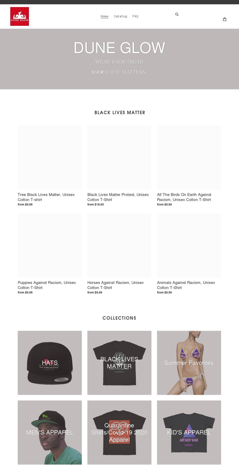 duneglow.com shopify website screenshot