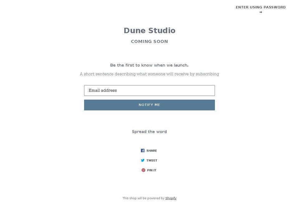 dunehomestudio.com shopify website screenshot