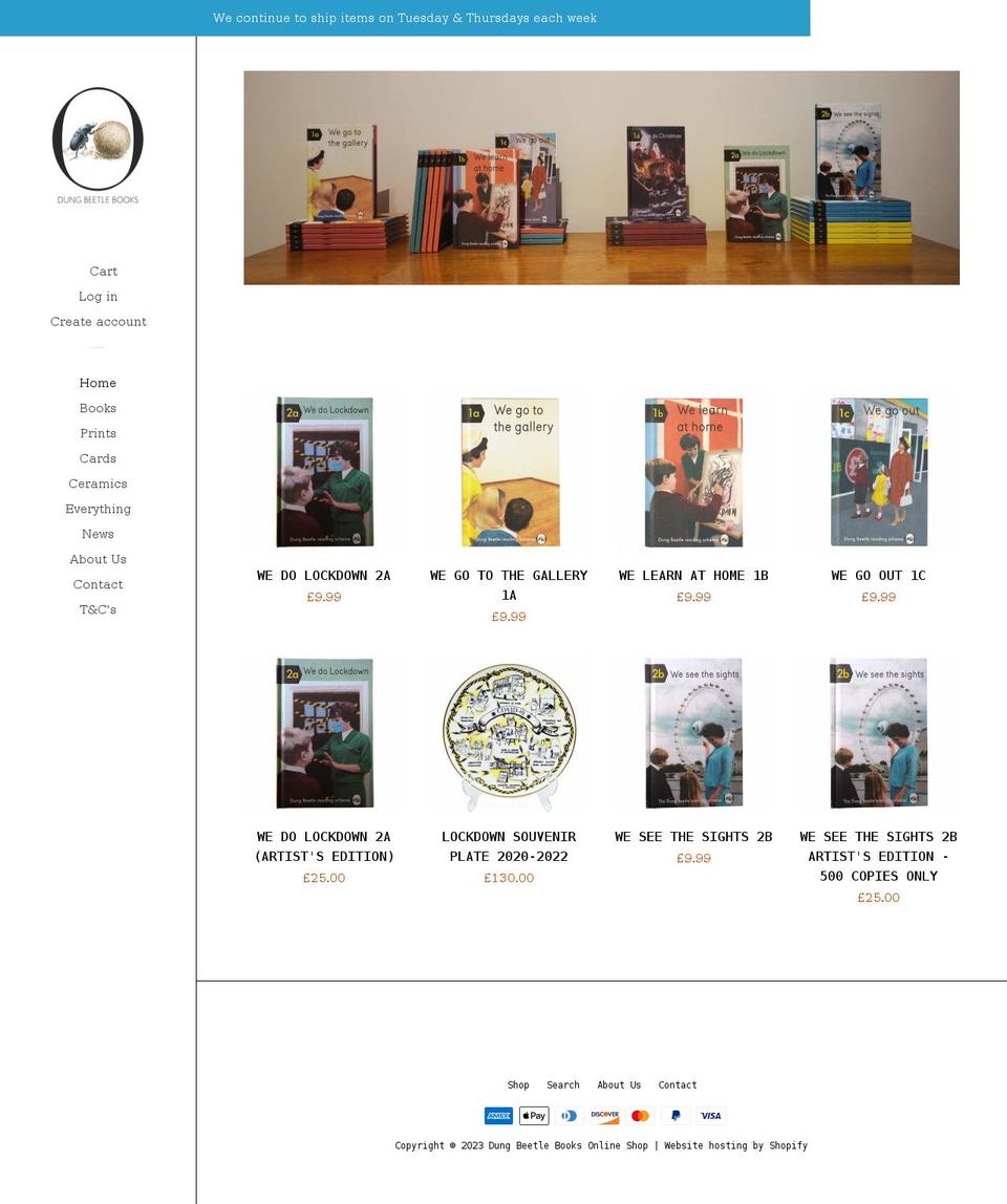 dungbeetlebooks.com shopify website screenshot