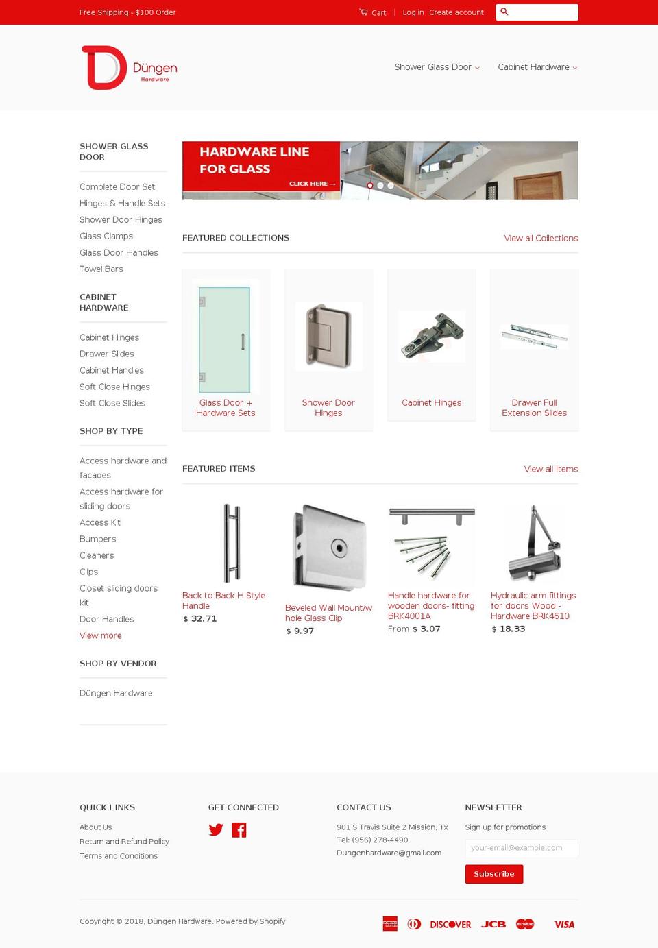 dungenhardware.com — Shopify storefront screenshot
