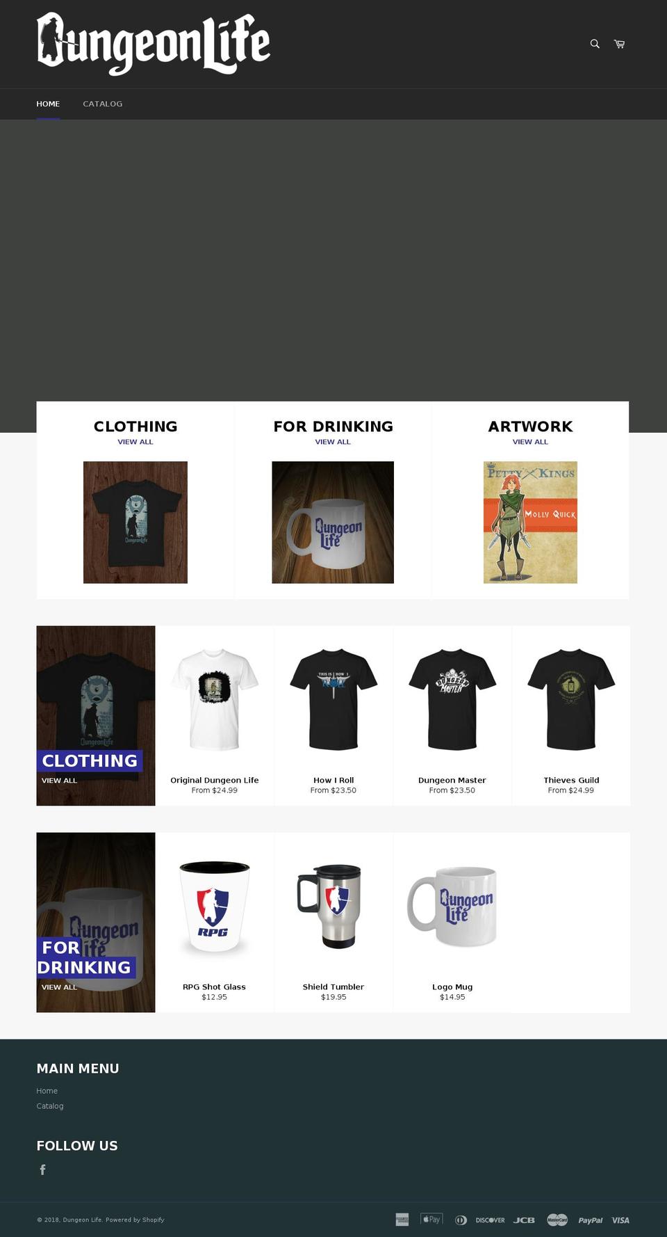 dungeonlife.net shopify website screenshot
