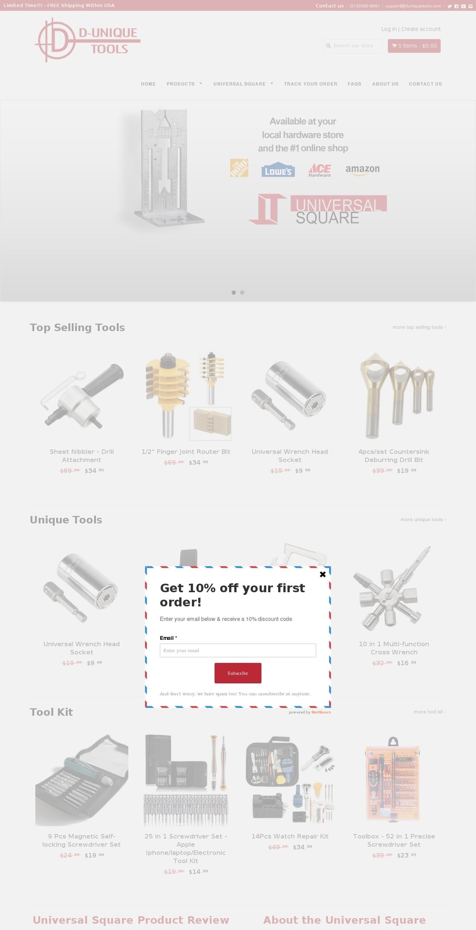 shopify-booster-theme Shopify theme site example duniquetools.com