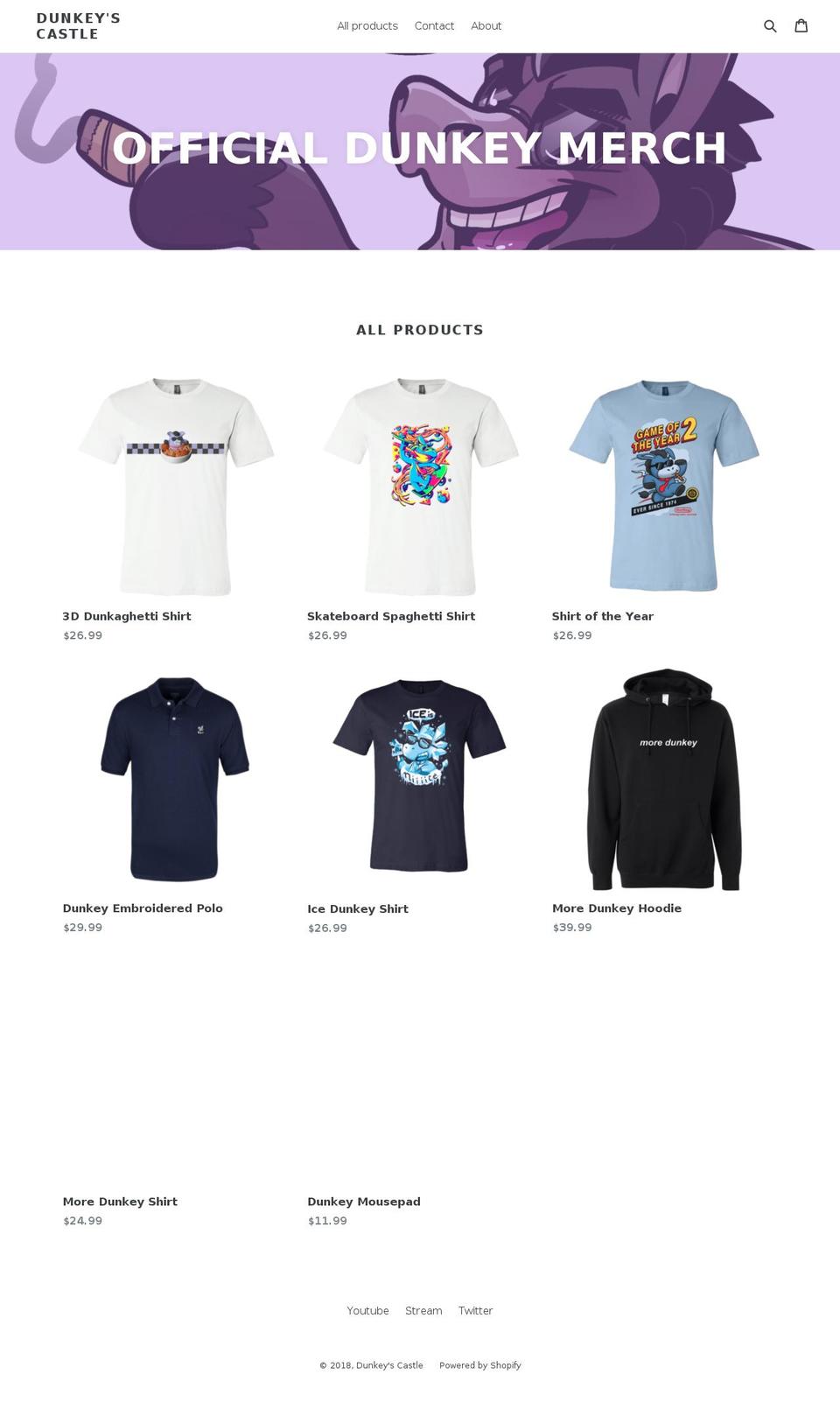 dunkeyscastle.com — Shopify storefront screenshot