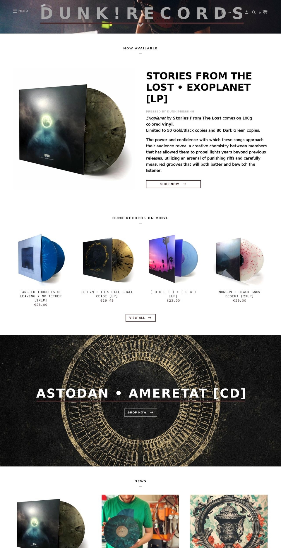 dunkrecords.com — Shopify storefront screenshot