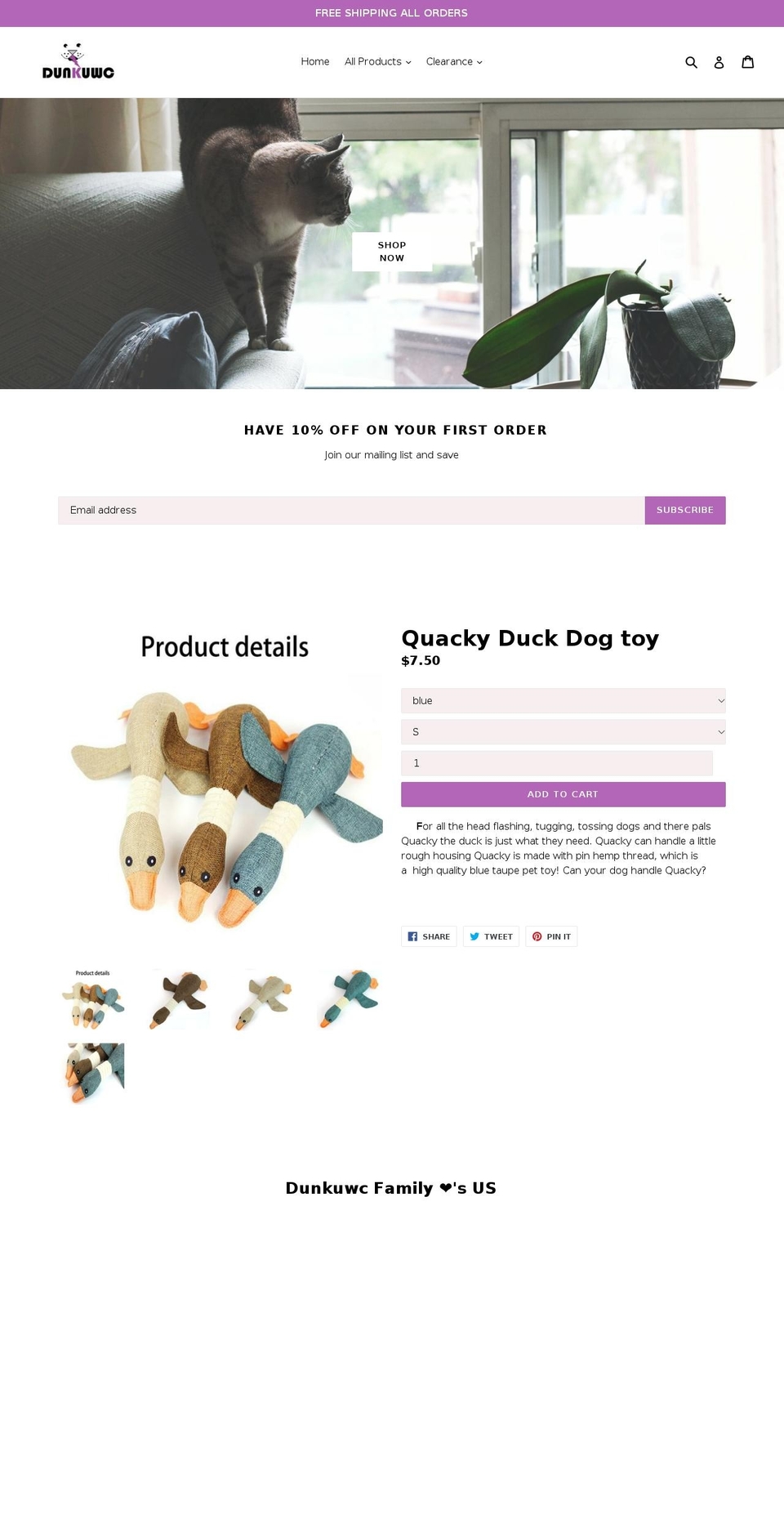 dunkuwc.com — Shopify storefront screenshot