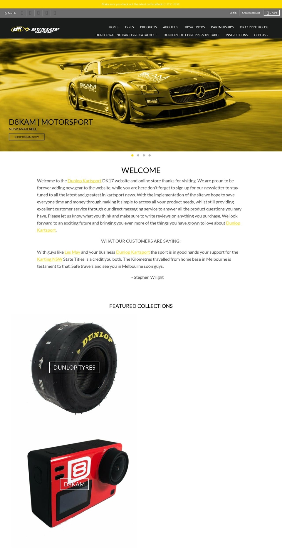 dunlopkartsport.com.au shopify website screenshot