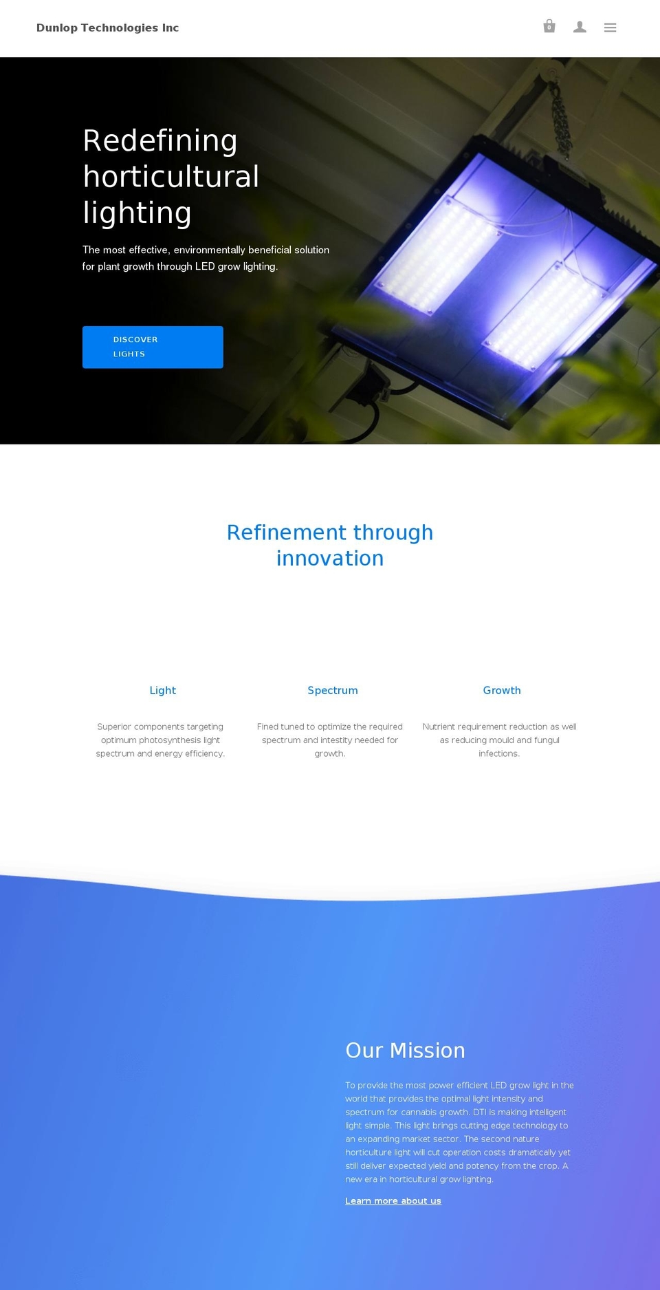 dunloptechnologies.com — Shopify storefront screenshot
