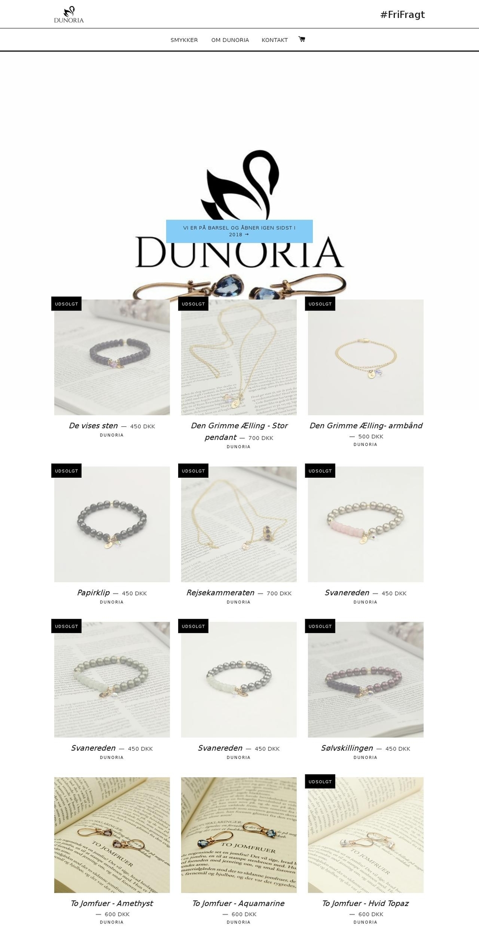 dunoria.dk shopify website screenshot