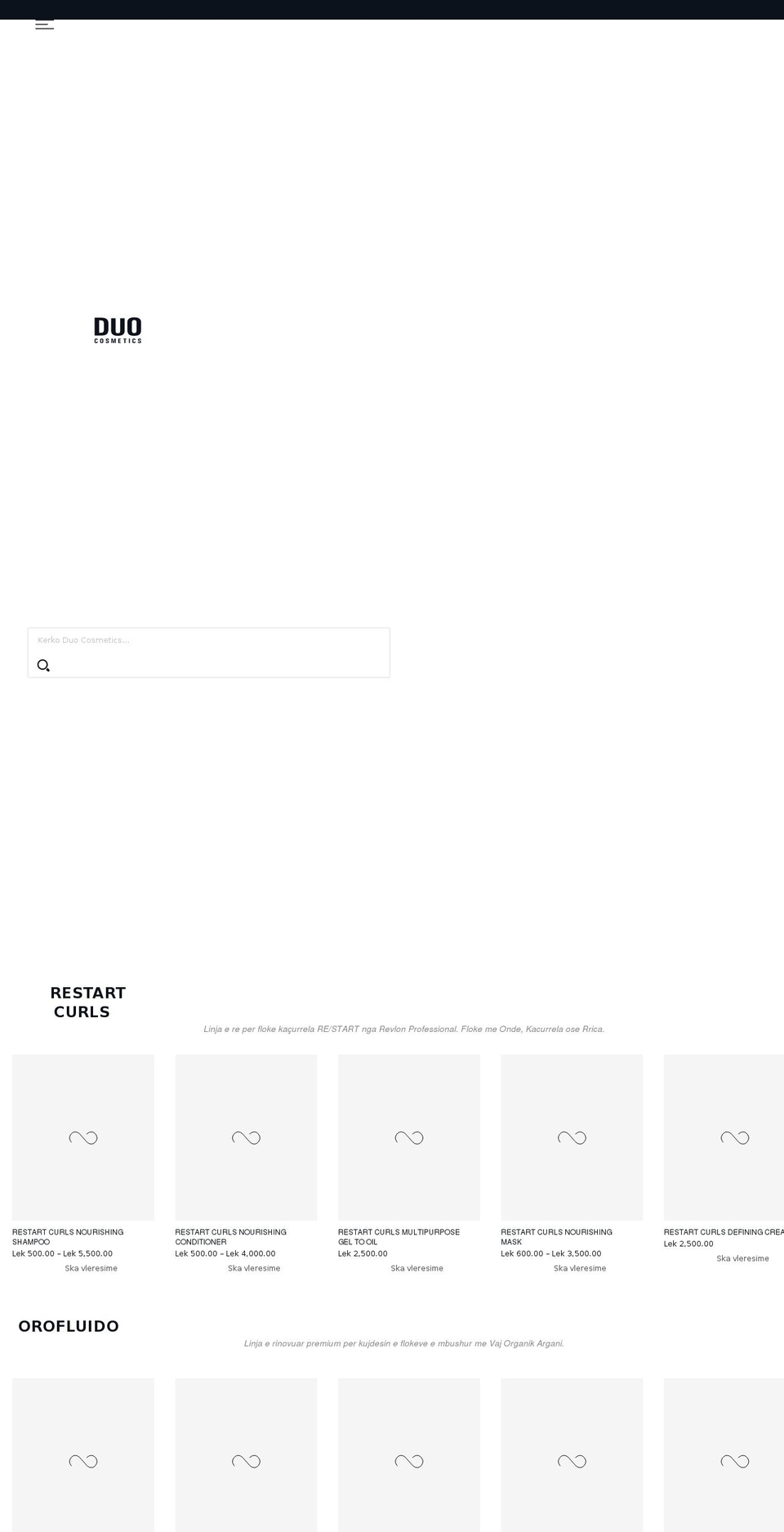 duocosmetics.al shopify website screenshot