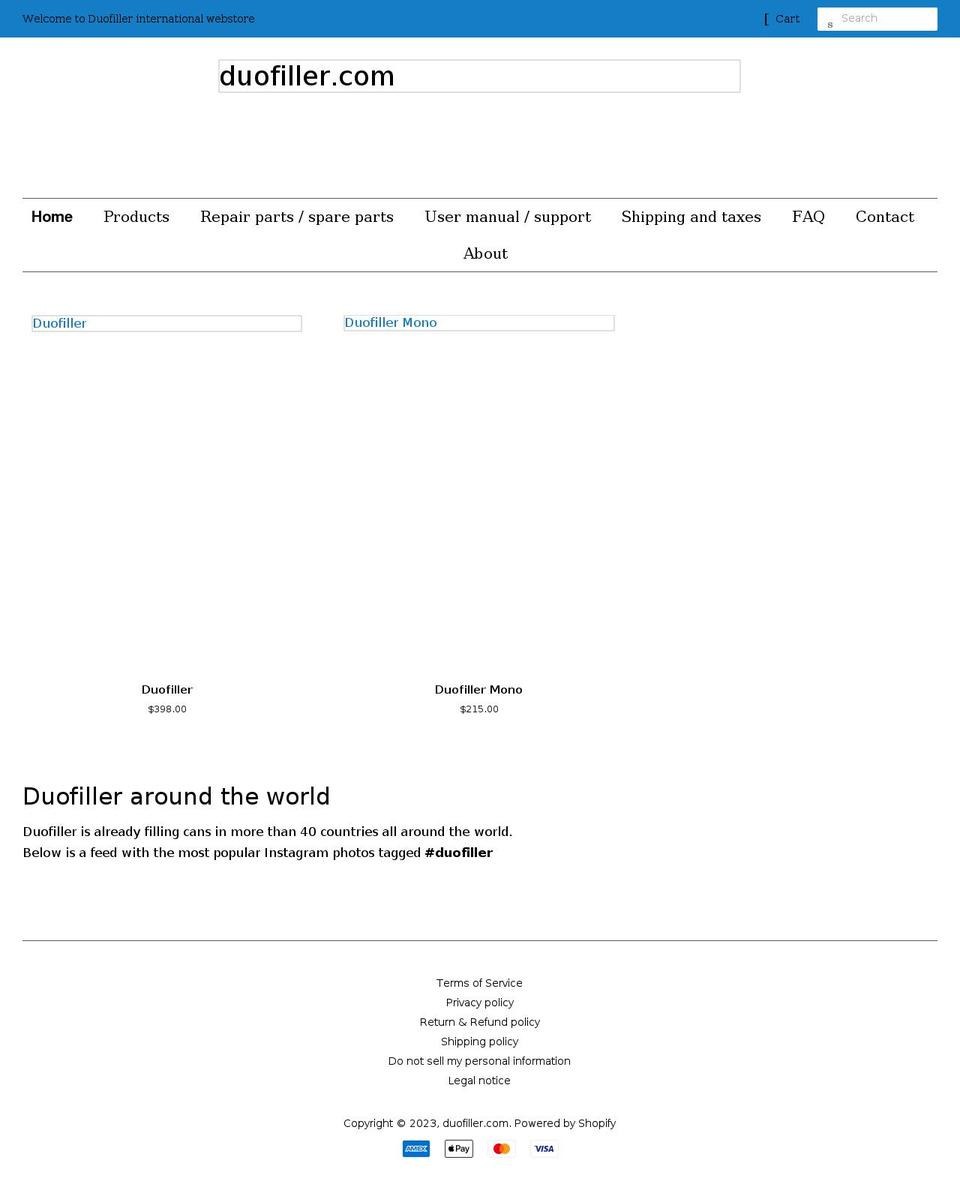 duofiller.com shopify website screenshot