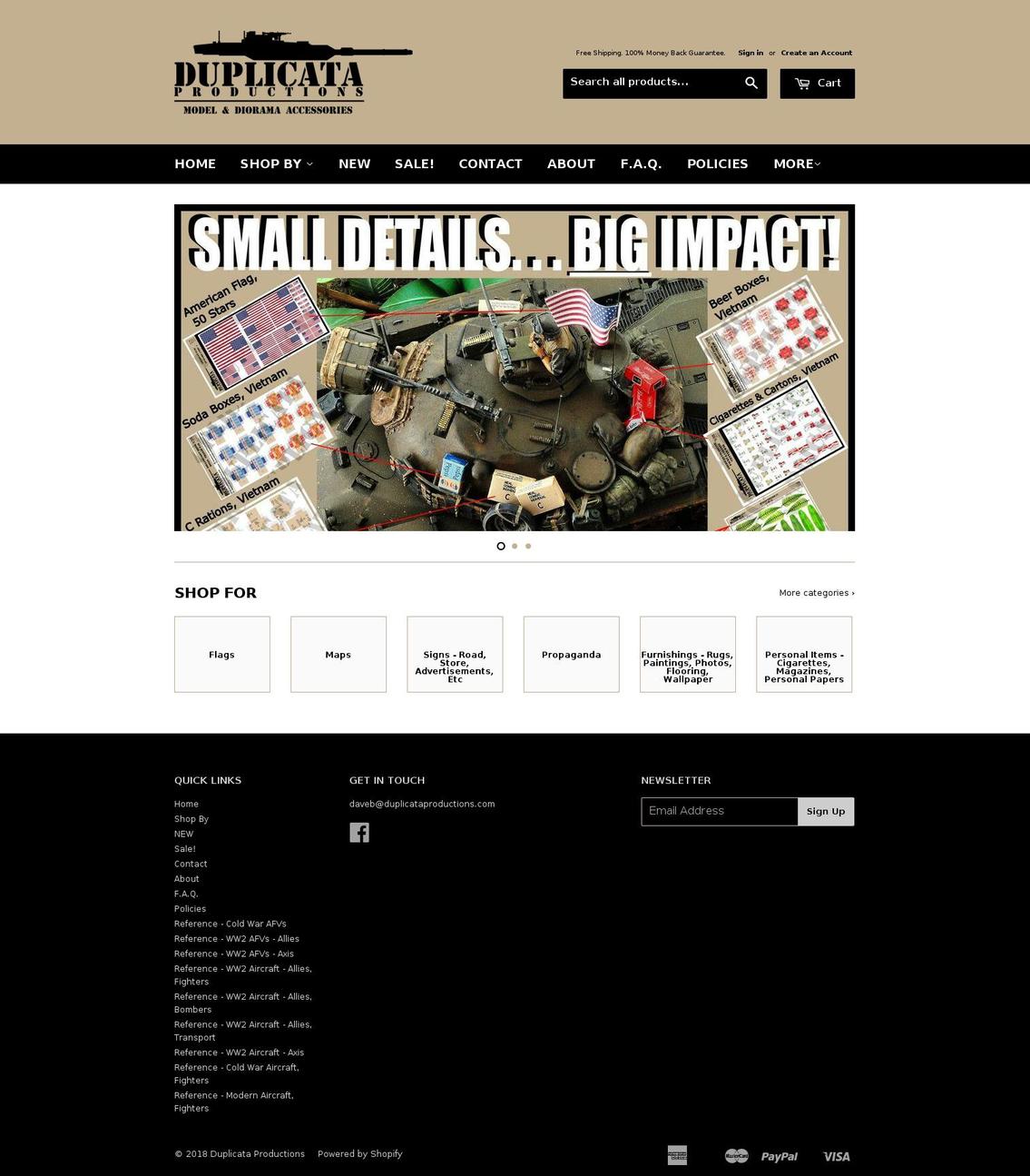duplicataproductions.com shopify website screenshot