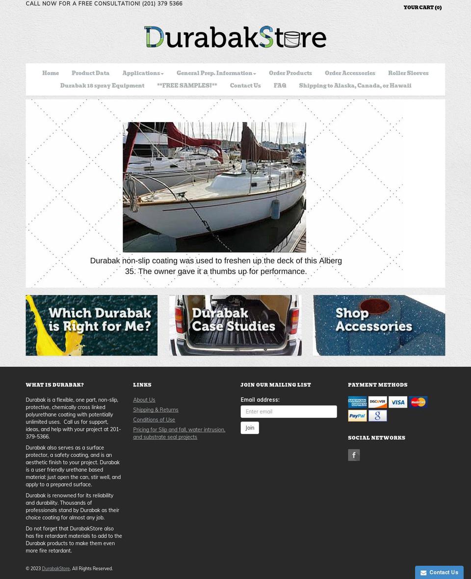 durabakmarineliner.com shopify website screenshot