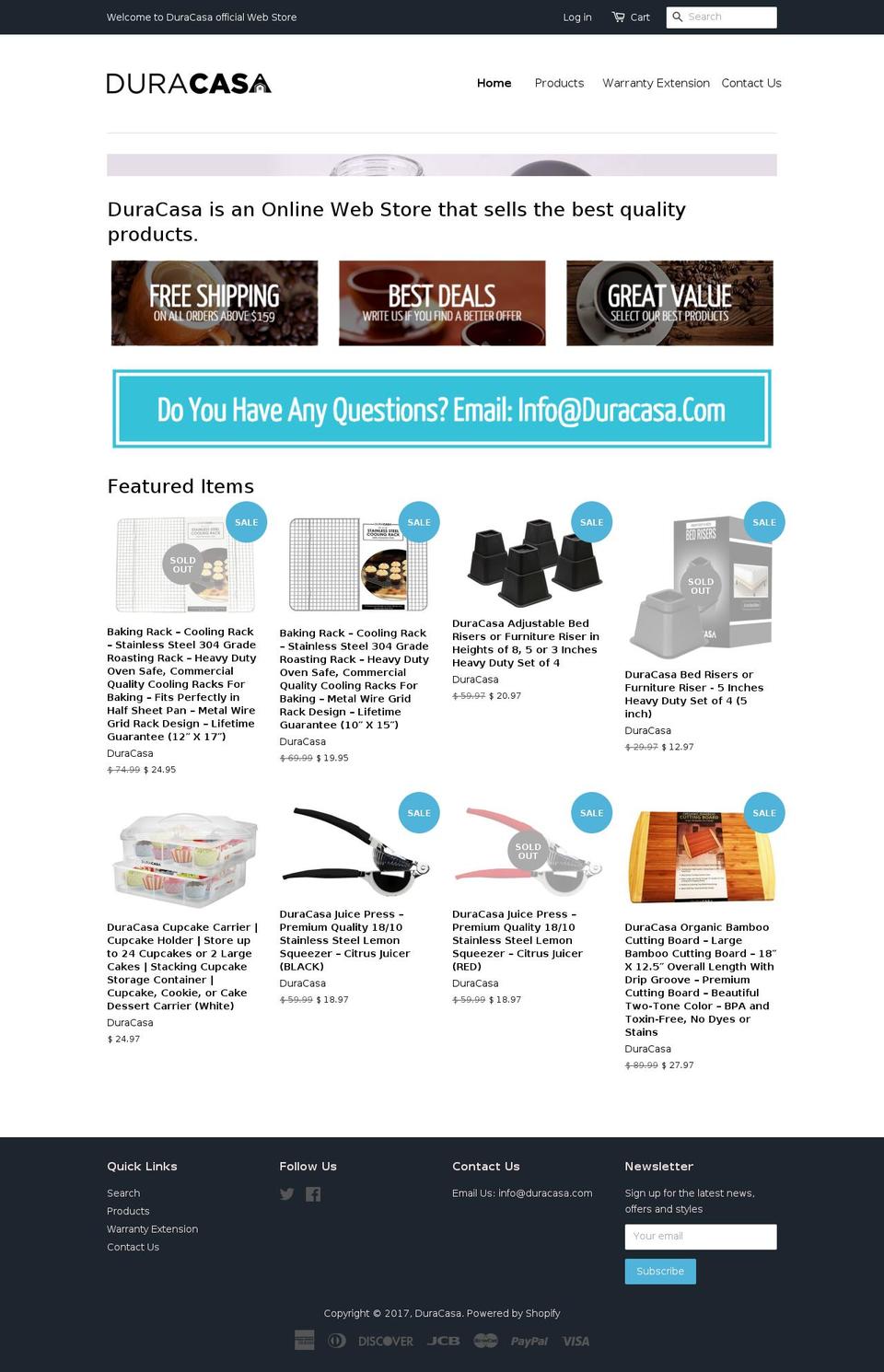 duracasa.com shopify website screenshot