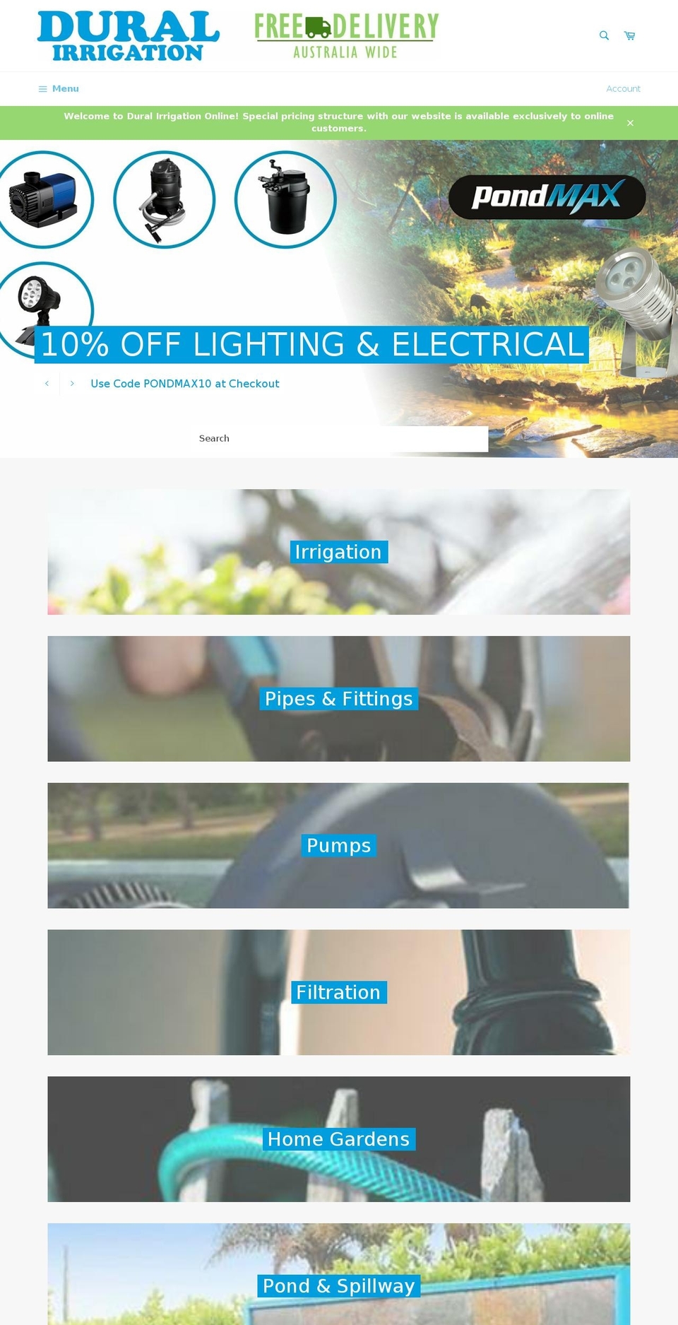 duralirrigation.com.au shopify website screenshot
