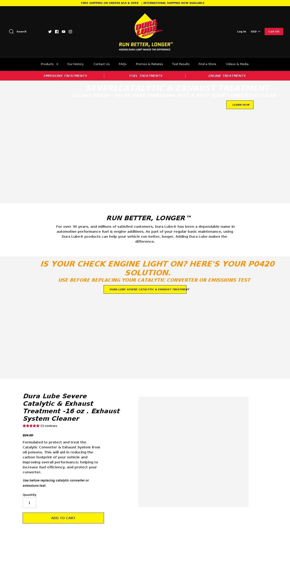 duralube.net shopify website screenshot