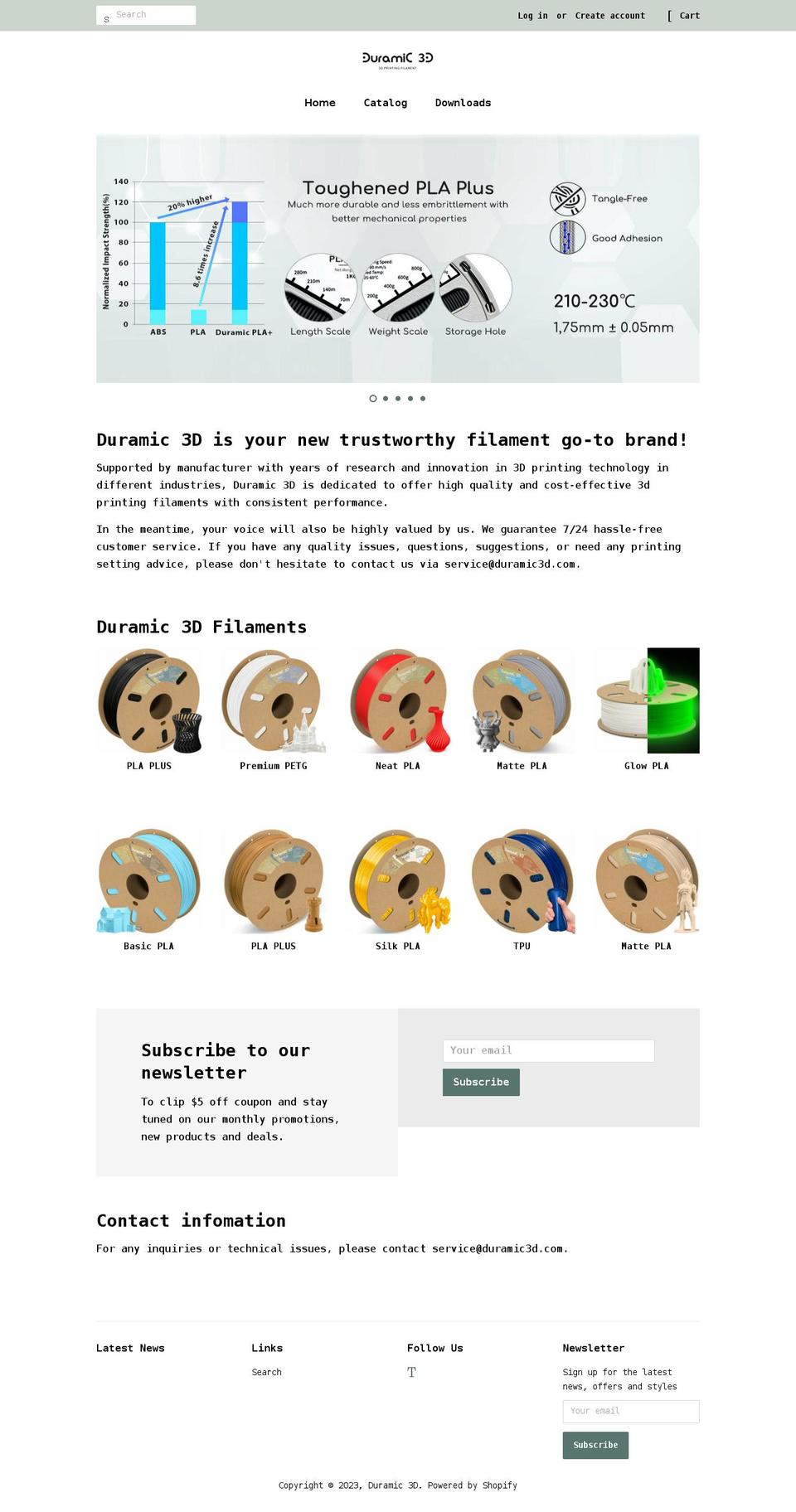 duramic3d.com shopify website screenshot