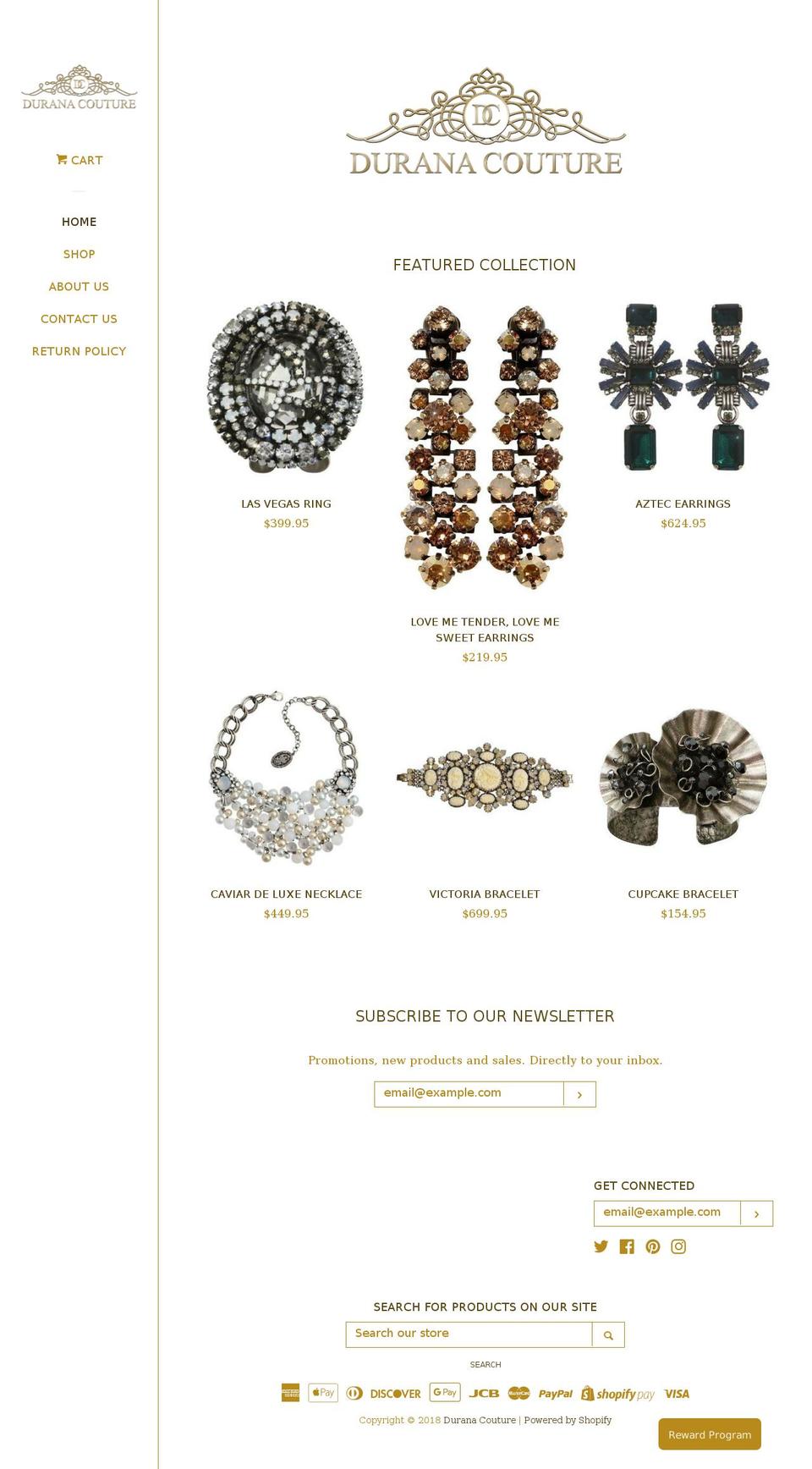 duranacouture.com — Shopify storefront screenshot