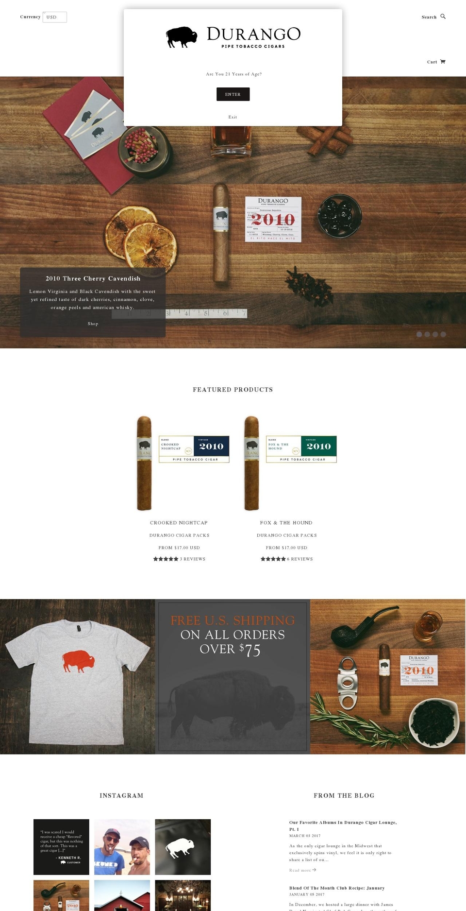 durangocigars.com shopify website screenshot