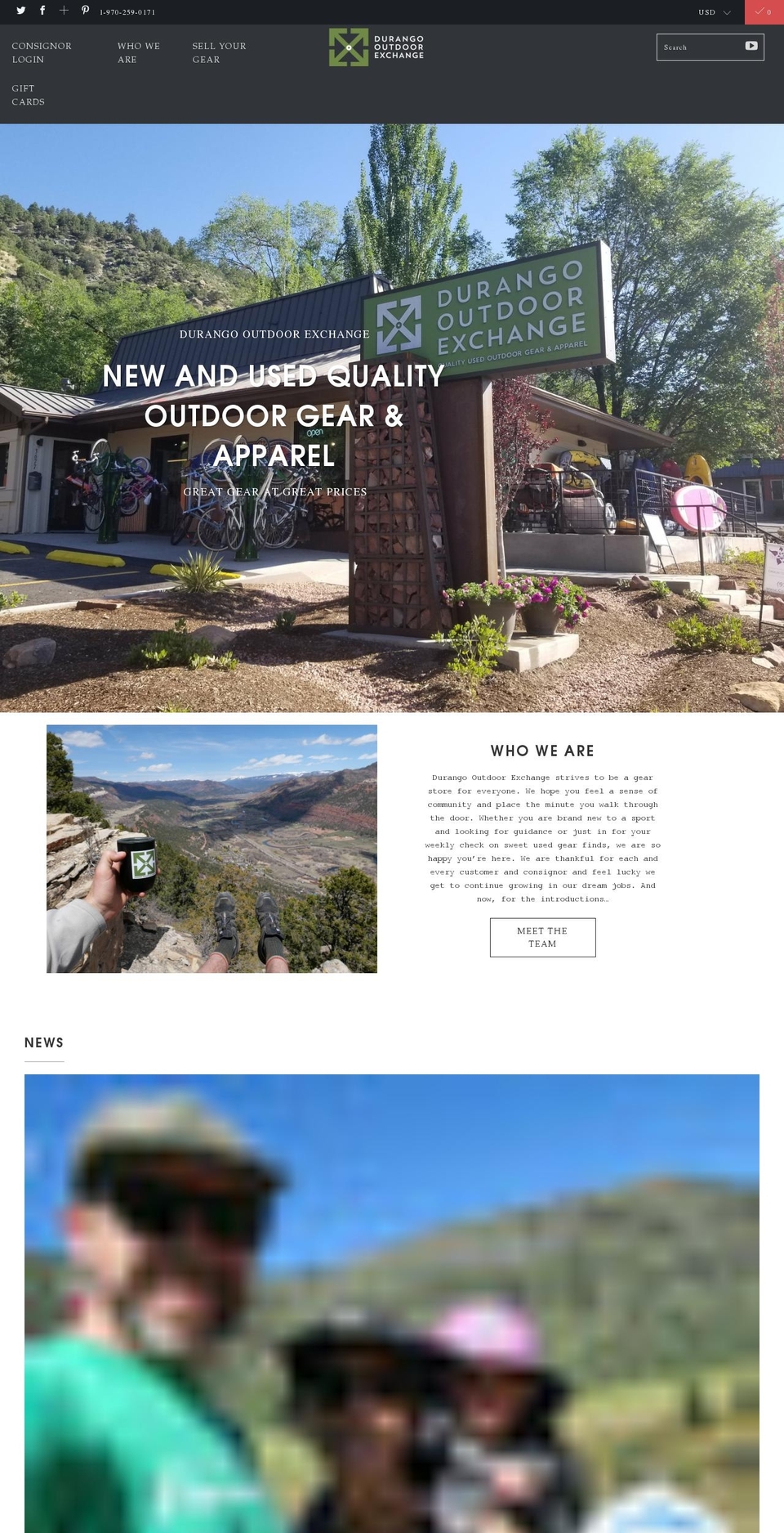 durangooutdoorexchange.com shopify website screenshot