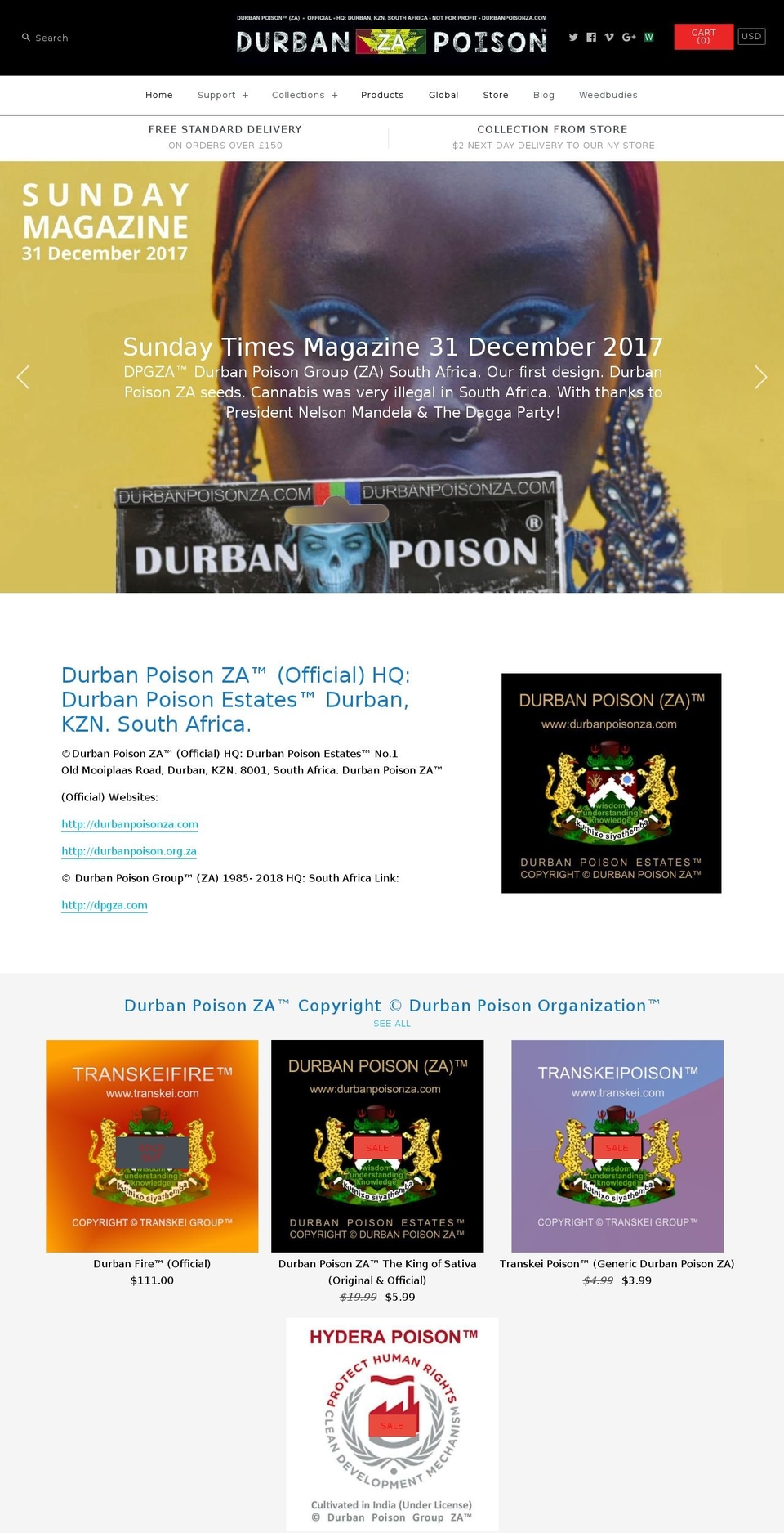 durbanpoison.org.za shopify website screenshot