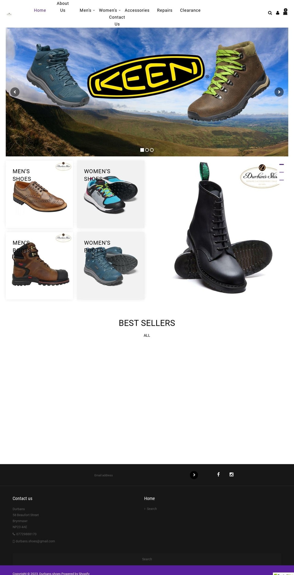 home-v Shopify theme site example durbans.shop