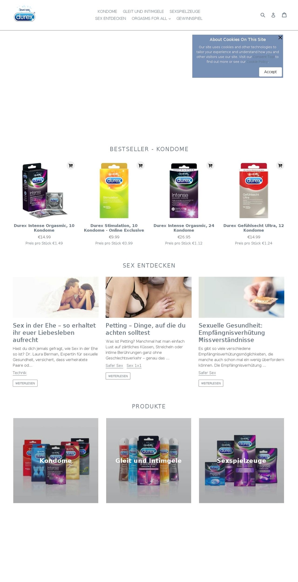 durex.at shopify website screenshot