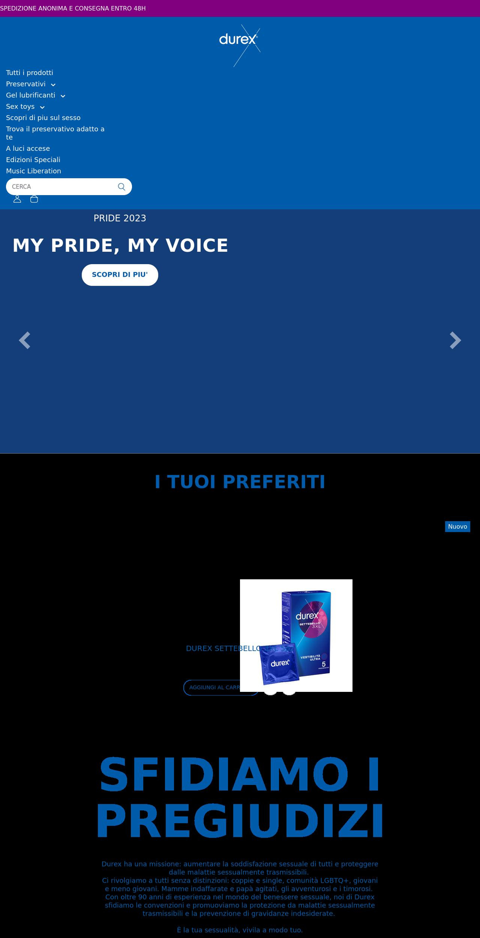 durex.it shopify website screenshot