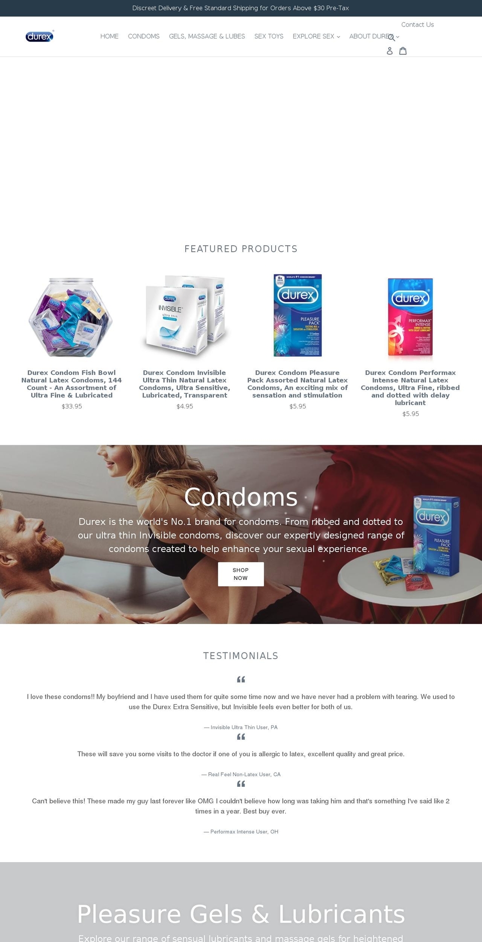 durexfunwear.com — Shopify storefront screenshot