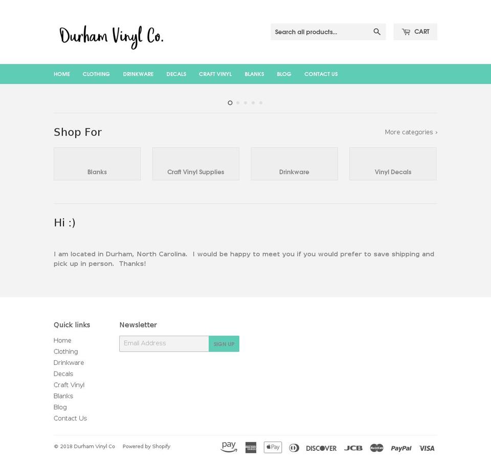 durham-vinyl-co.myshopify.com shopify website screenshot