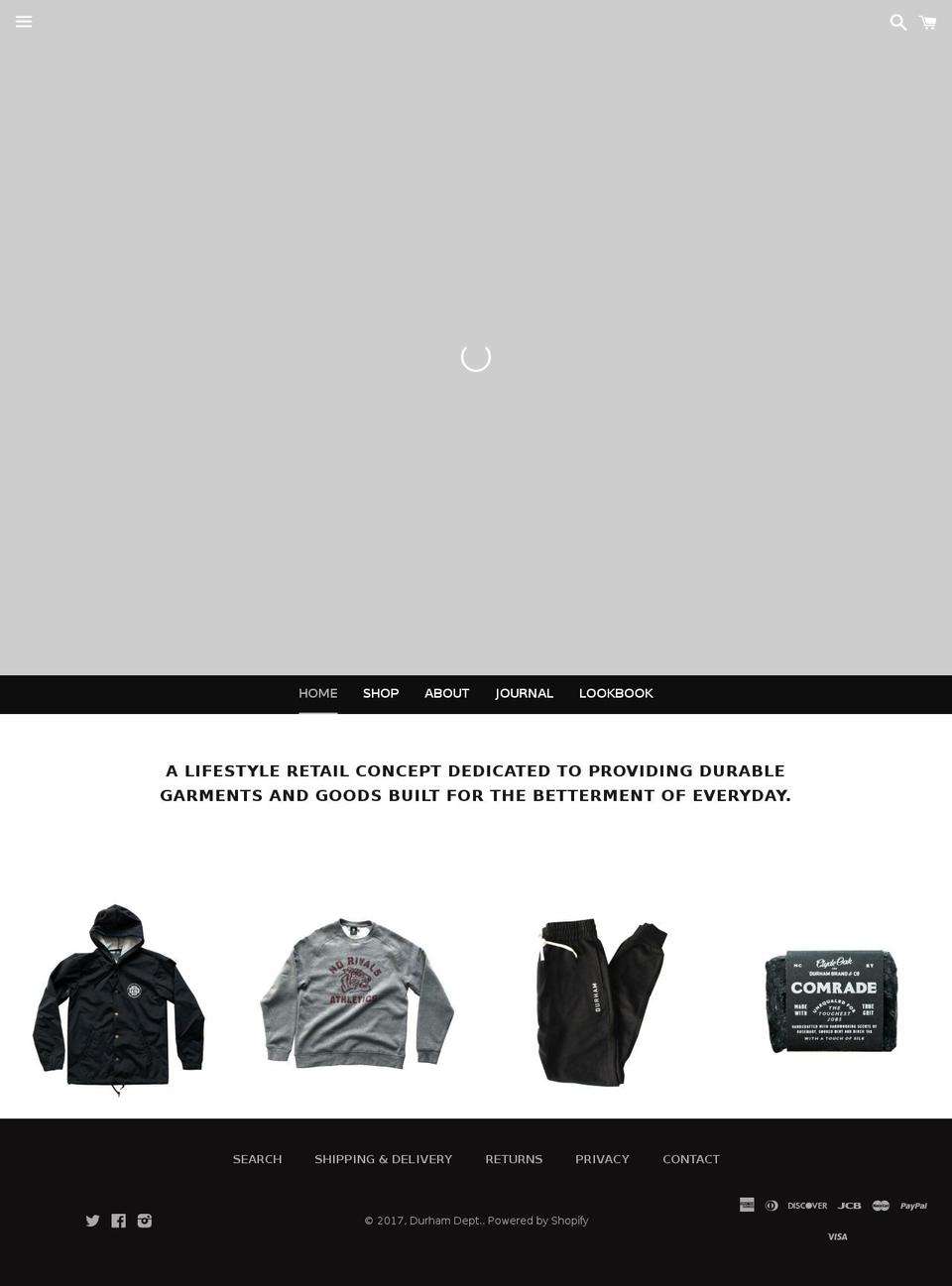 durhamdept.com shopify website screenshot