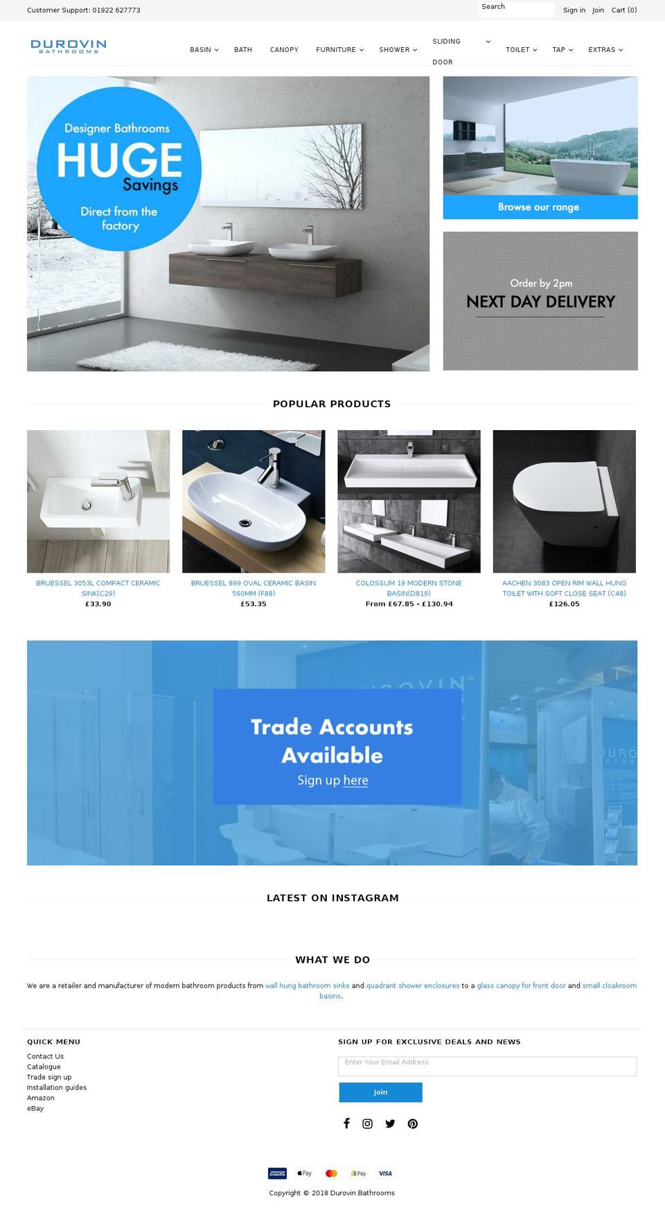 durovinbathrooms.com shopify website screenshot