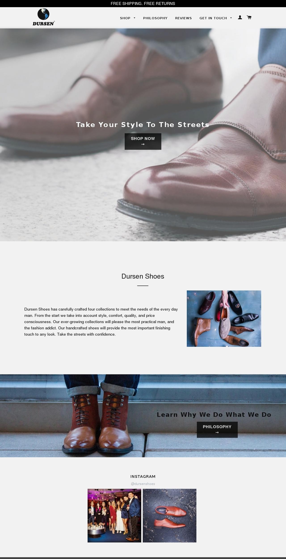 dursenshoes.com shopify website screenshot