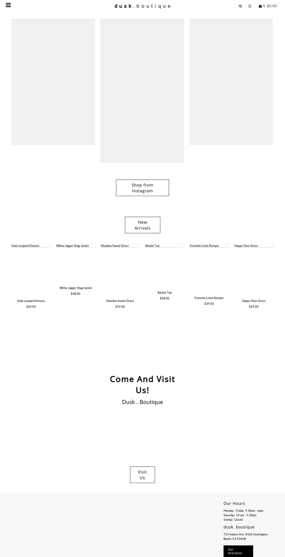 duskboutique.com — Shopify storefront screenshot