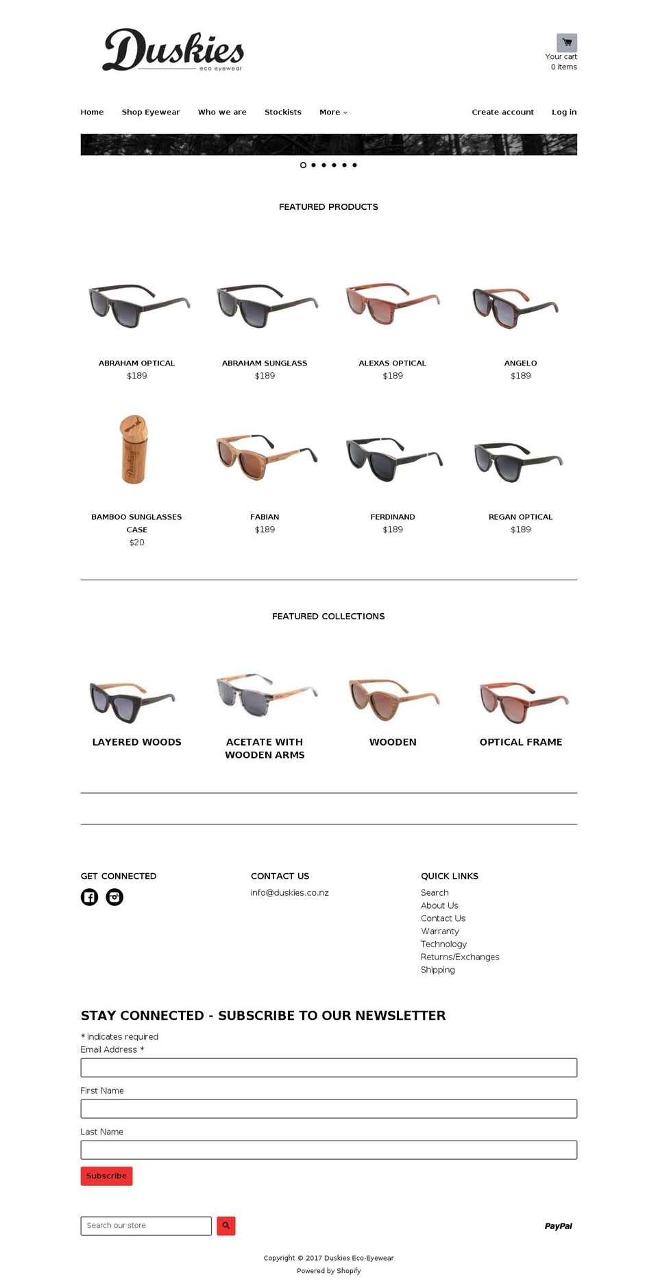 duskies.co.nz shopify website screenshot