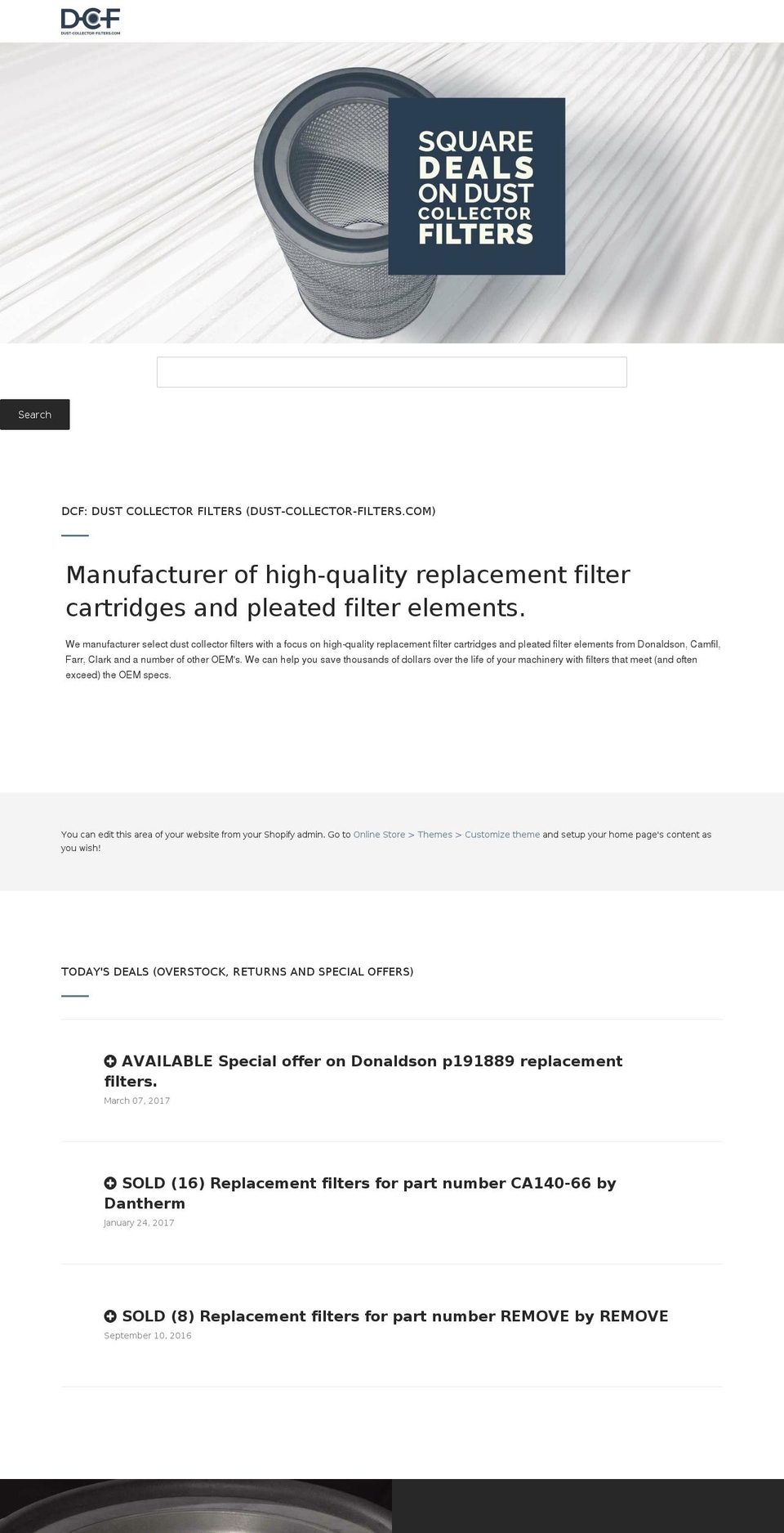 dust-collector-filters.com shopify website screenshot