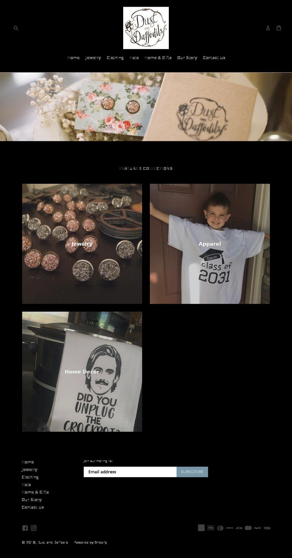 dustanddaffodils.com shopify website screenshot